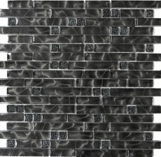 Mosaikfliese Transluzent Verbund Glasmosaik Crystal Chic schwarz MOS87-MV708_f | 10 Mosaikmatten