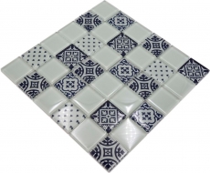 Mosaïque rétro vintage blanc translucide Mosaïque de verre aspect cristal blanc MOS78B-0103_f | 10 tapis de mosaïque