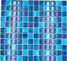 Mosaikfliese Transluzent strichblau Glasmosaik Crystal strichblau MOS74-0409_f | 10 Mosaikmatten