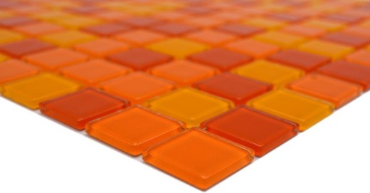 Mosaikfliese Transluzent gelb orange rot Glasmosaik Crystal gelb orange rot MOS62-0802_f | 10 Mosaikmatten