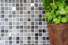 Mosaikfliese Transluzent Stein schwarz NERO BAD WC Küche WAND MOS91-0334_f | 10 Mosaikmatten