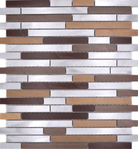 Mosaik Rückwand Aluminium beige braun Verbund Alu kupfer Fliesenspiegel Küche MOS49-A991_f