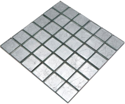 Mosaik Rückwand Glasmosaik silber Struktur MOS123-8SB26_f