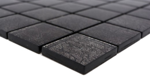 Mosaik Rückwand Glasmosaik schwarz Struktur MOS126-8BL27_f