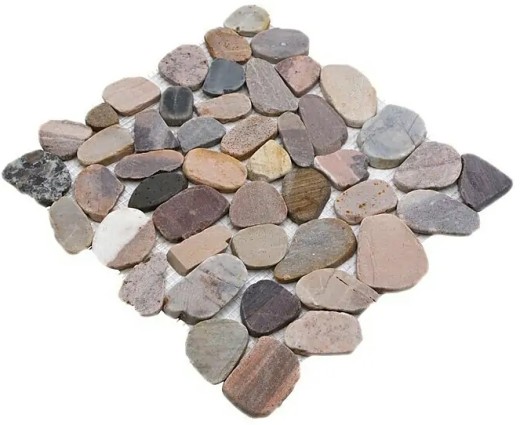 Mosaik Fliese Flußkiesel Steinkiesel Kiesel geschnitten beige grau rot MOS30-0204_f