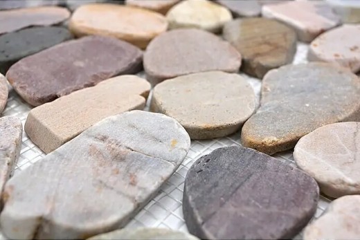 Mosaik Fliese Flußkiesel Steinkiesel Kiesel geschnitten beige grau rot MOS30-0204_f
