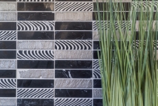 Mosaik Fliese Marmor Naturstein Rechteck Stein Carving silber schwarz MOS40-STN89_f