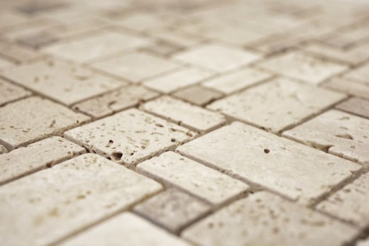 Mosaik Fliese Travertin Naturstein Kombination Travertin beige MOS43-1212-15_f