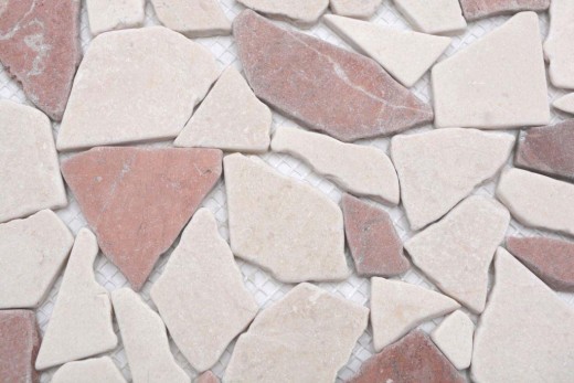 Mosaik Fliese Marmor Naturstein rot beige Bruch Ciot Rosso Verona Botticino MOS44-1002_f