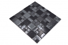 Mosaikfliese Transluzent Komposit schwarz Kombination Glasmosaik Crystal Artificial schwarz MOS88-K989_f