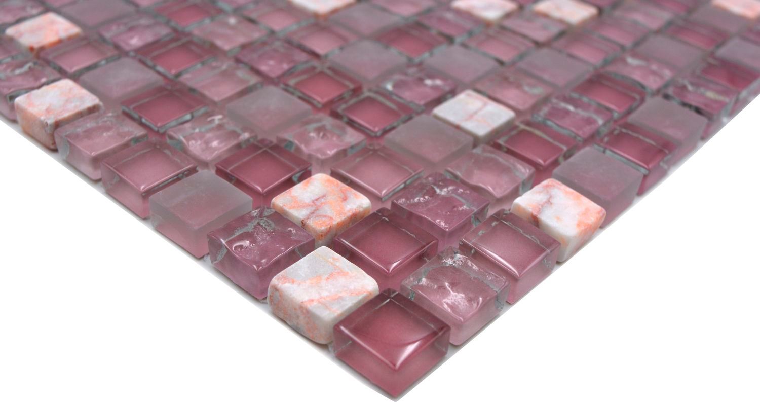 Glasblumen-Mosaikfliesen Set – 20 Teile, 2 Größen, Schillernd Rosa, Für DIY, Deko & Garten (Buntglas)