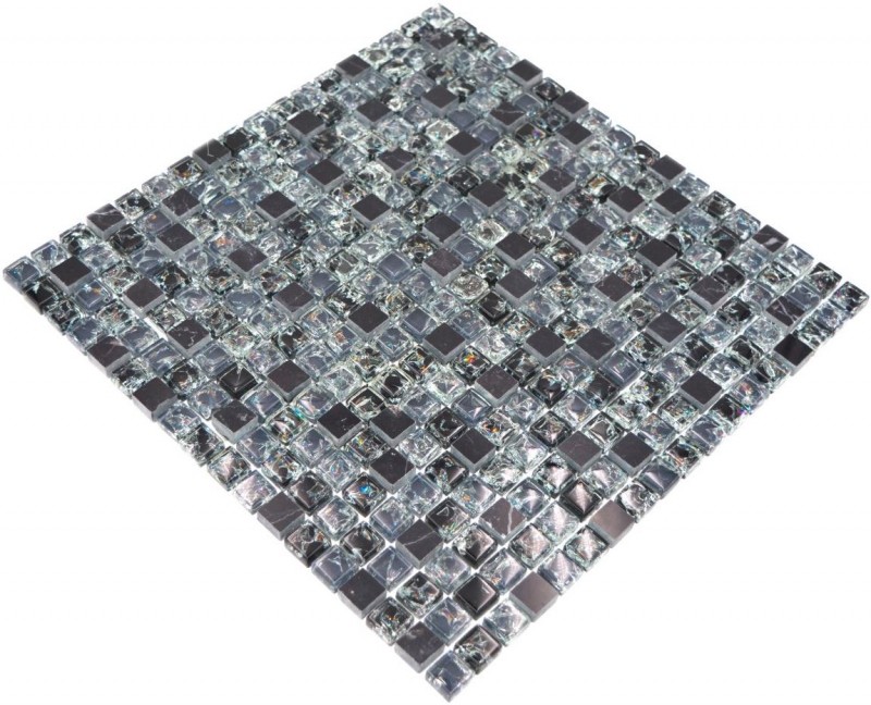 Carreau de mosaïque fond de cuisine Translucide noir Mosaïque de verre Crystal pierre noire MOS92-1028_f