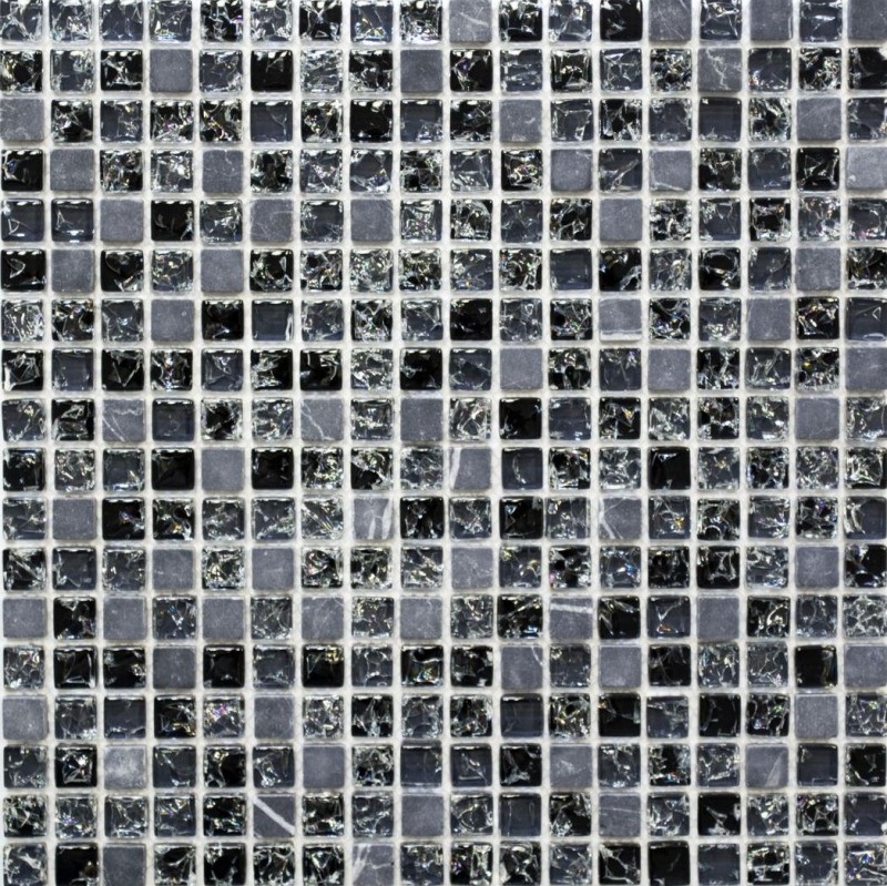 Piastrella di mosaico per cucina traslucida nera mosaico di vetro cristallo pietra nero MOS92-1028_f