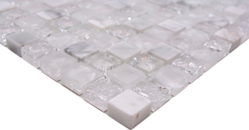 Mosaikfliese Küchenrückwand Transluzent weiß Glasmosaik Crystal Stein weiß MOS92-0102_f