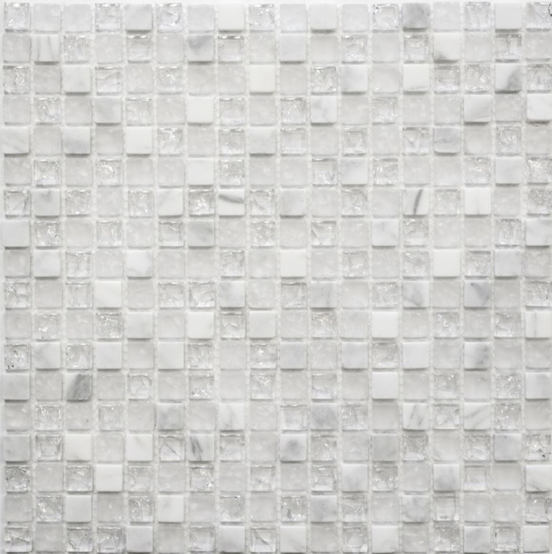 Mosaic tile kitchen splashback translucent white glass mosaic Crystal stone white MOS92-0102_f
