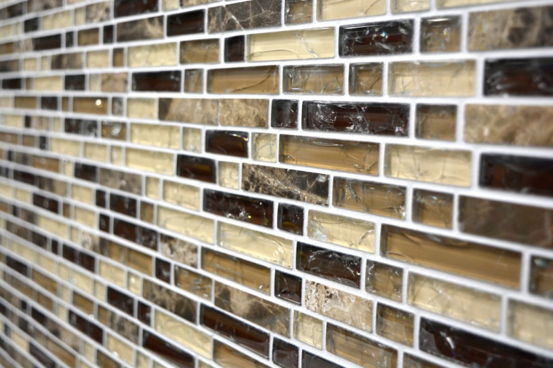 Mosaic tile kitchen splashback translucent dark beige composite glass mosaic Crystal stone emperador dark MOS87-V1355_f