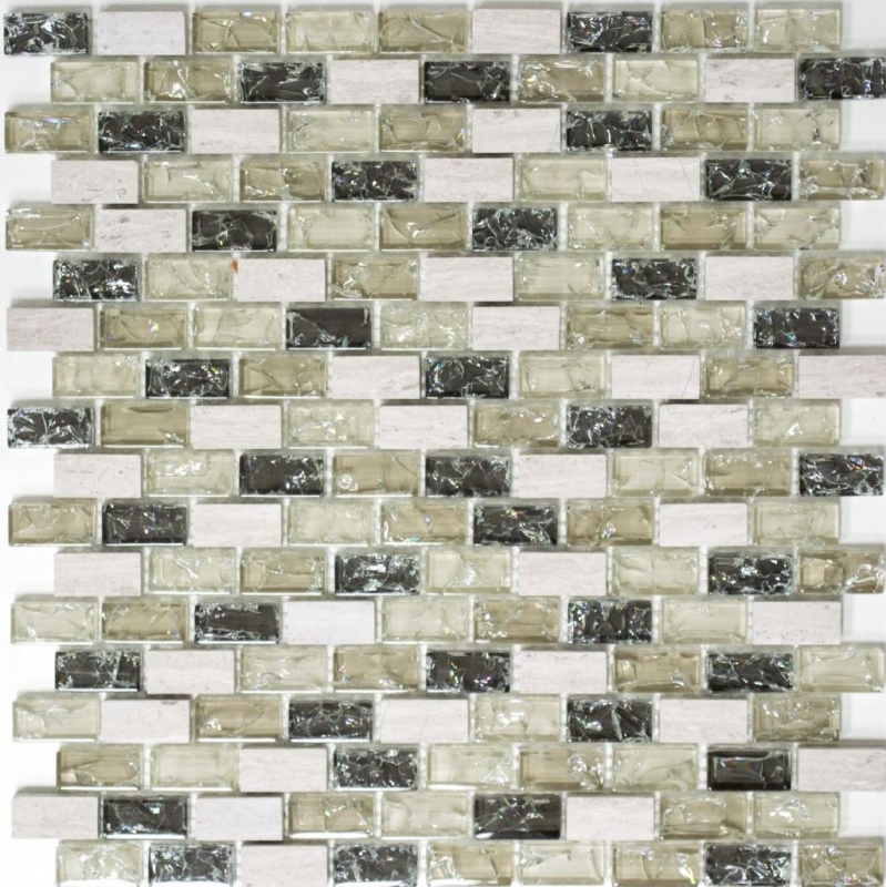 Piastrella di mosaico per cucina Rivestimento traslucido grigio-verde Brick Mosaico di vetro Pietra di cristallo grigio-verde MOS87-B1152_f