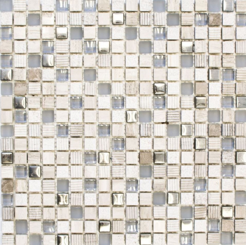 Mosaic tile kitchen splashback Translucent light gray silver Glass mosaic Crystal stone EP light gray silver MOS92-HQ10_f