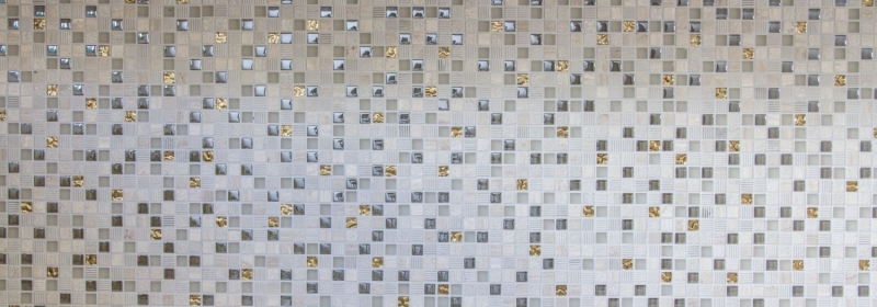 Mosaikfliese Küchenrückwand Transluzent hellgrau gold Glasmosaik Crystal Stein EP hellgrau gold MOS92-HQ12_f