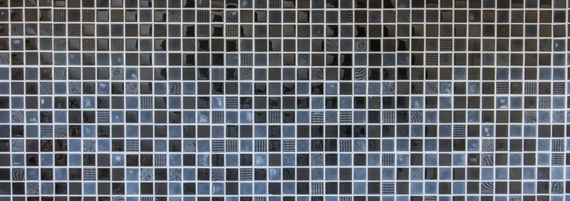 Mosaikfliese Küchenrückwand Transluzent dunkelgrau schwarz Glasmosaik Crystal Stein Relief dunkelgrau schwarz MOS83-HQ29_f