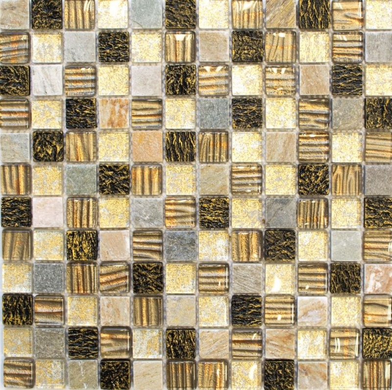 Mosaikfliese Küchenrückwand Transluzent gold braun Glasmosaik Crystal Stein gold braun Struktur MOS83-CR17_f