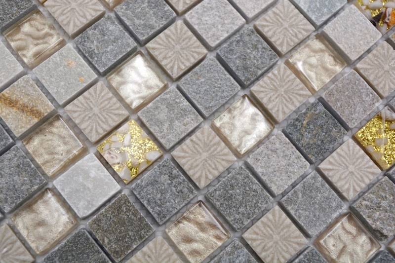 Mosaic tile kitchen splashback Translucent gold beige Glass mosaic Crystal stone gold beige texture MOS83-CR27_f