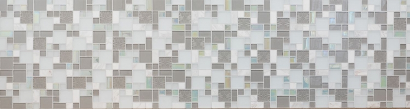 Mosaikfliese Küchenrückwand Transluzent weiß grau Kombination Glasmosaik Crystal Stein weiß grau weiß matt MOS88-MC659_f