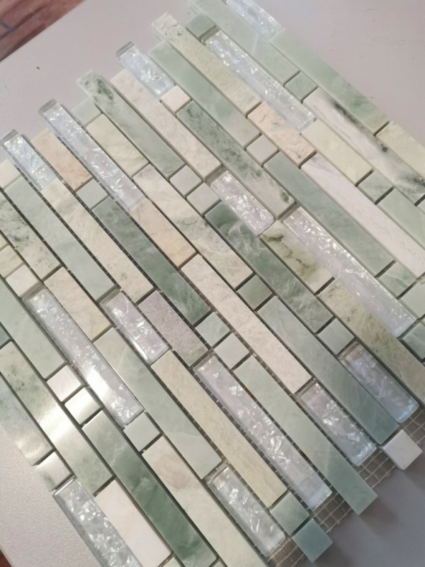 Carreau de mosaïque fond de cuisine or translucide vert clair composite mosaïque de verre Crystal pierre Onyx or MOS87-MV738_f