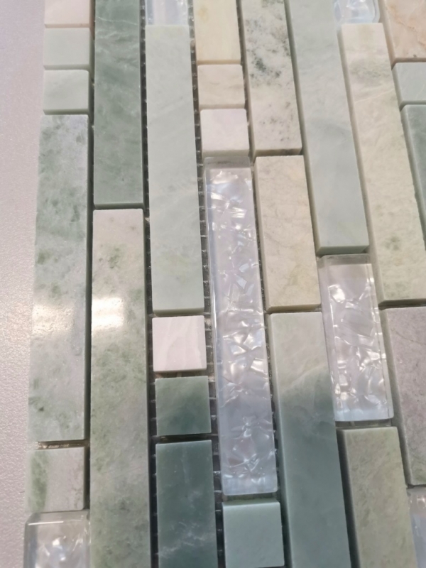 Carreau de mosaïque fond de cuisine or translucide vert clair composite mosaïque de verre Crystal pierre Onyx or MOS87-MV738_f