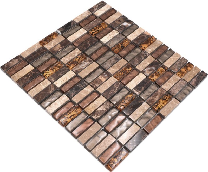 Mosaic tile Translucent beige brown rods Glass mosaic Crystal stone beige brown MOS87-1310_f