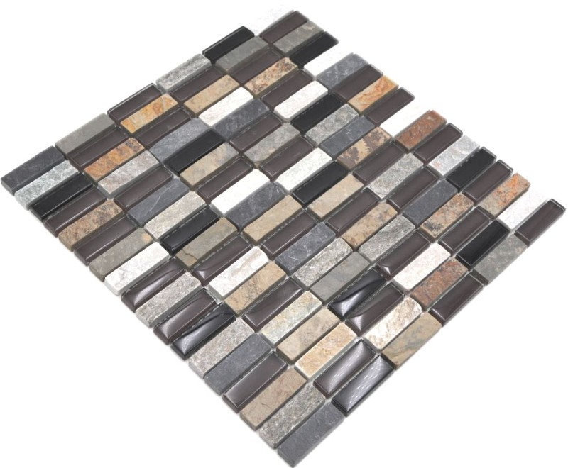 Mosaic tile Translucent beige brown gray black rods Glass mosaic Crystal stone MOS87-1313_f