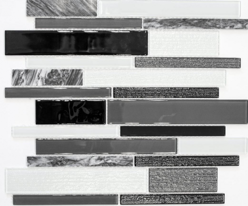 Carreaux de mosaïque fond de cuisine gris noir composite mosaïque de verre pierre claire grise MOS67-GV34_f
