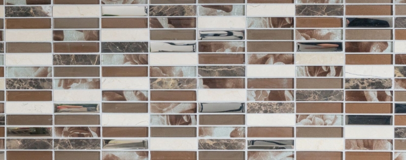 Mosaikfliese Küchenrückwand Transluzent braun silber Rechteck Glasmosaik Crystal Stein braun MOS87-78X_f