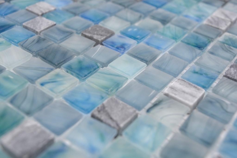 Mosaic tiles kitchen splashback green blue glass mosaic stone cream green blue MOS92-XCR1501_f