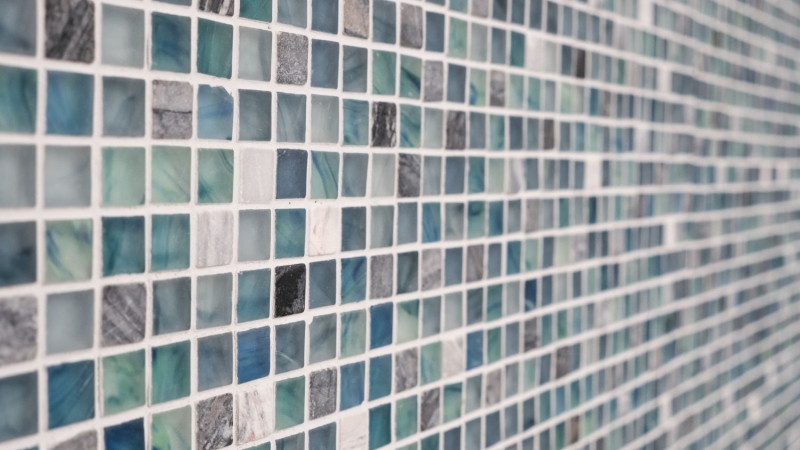 Mosaikfliesen Küchenrückwand grünblau Glasmosaik Stein Cream grünblau MOS92-XCR1501_f