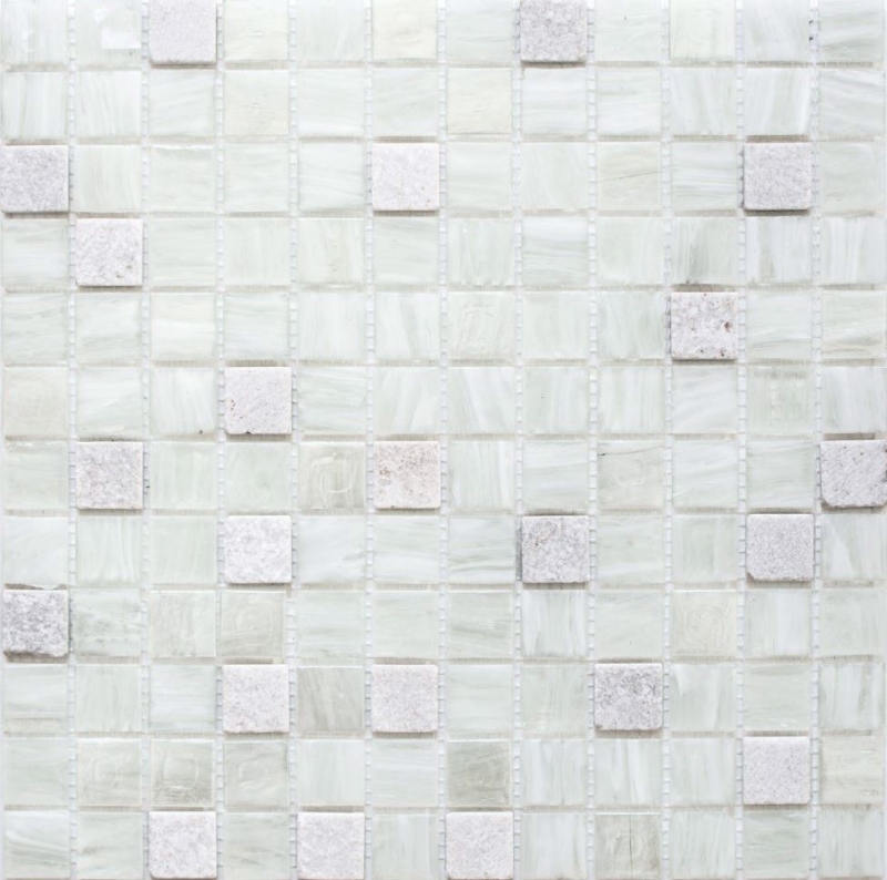 Mosaikfliesen Küchenrückwand weiß Glasmosaik Stein Cream MOS94-2503_f