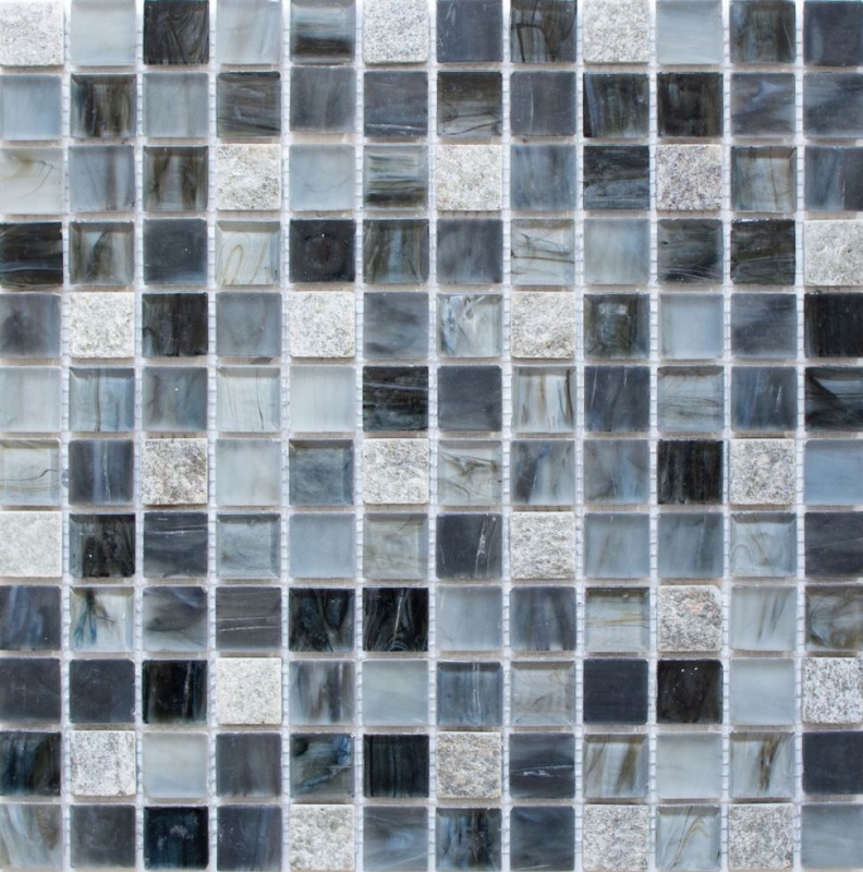 Piastrelle mosaico cucina grigio-nero mosaico vetro pietra Crema MOS94-2507_f