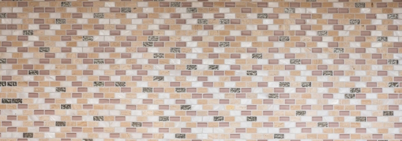 Mosaic tile kitchen splashback translucent beige brick glass mosaic crystal stone shell beige MOS87-B05S_f