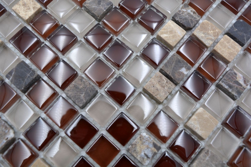 Mosaikfliese Küchenrückwand Transluzent braun Glasmosaik Crystal Stein braun BAD WC Küche WAND MOS92-1304_f