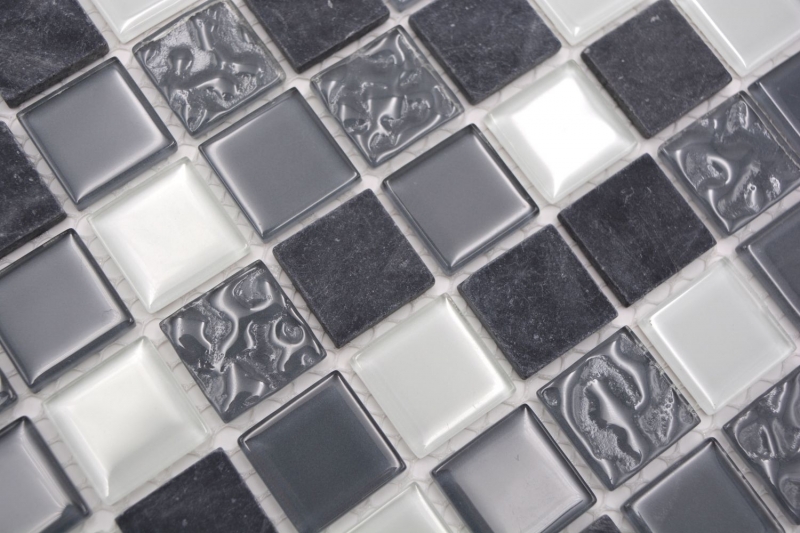 Piastrelle di mosaico di vetro grigio MOS62-0207-GN_f