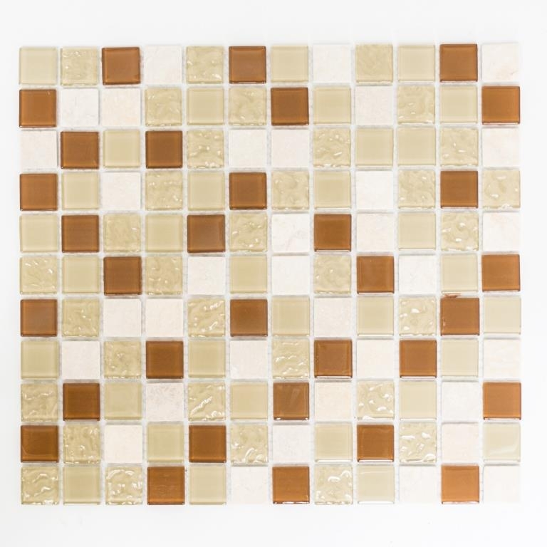 Piastrelle di mosaico per cucina beige mosaico di vetro e pietra MOS62-1204-GN_f