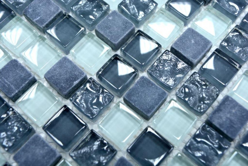 Mosaikfliese Küchenrückwand Transluzent grau Glasmosaik Crystal Stein grau MOS92-0204_f