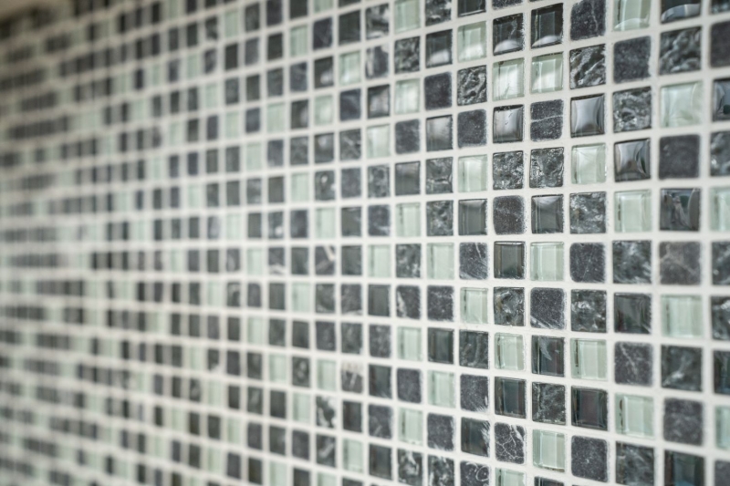 Mosaic tile kitchen splashback translucent gray glass mosaic Crystal stone gray MOS92-0204_f