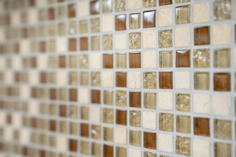Mosaikfliese Küchenrückwand Transluzent beige Glasmosaik Crystal Stein beige MOS92-1204_f