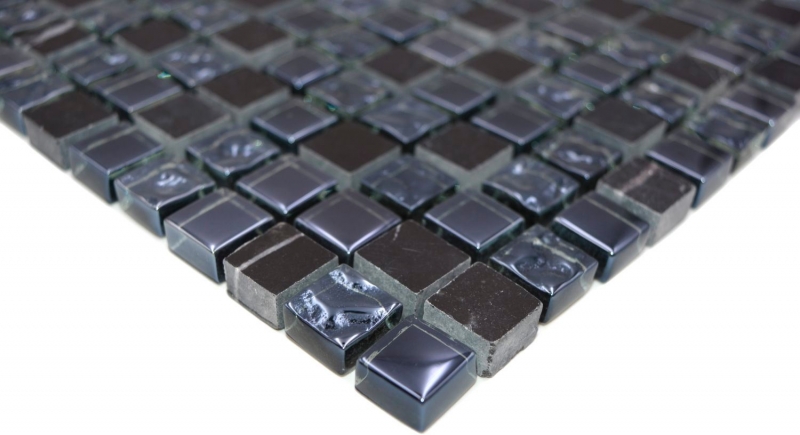 Piastrella di mosaico per cucina Rivestimento traslucido grigio nero Mosaico di vetro Pietra di cristallo grigio nero MOS92-0302_f