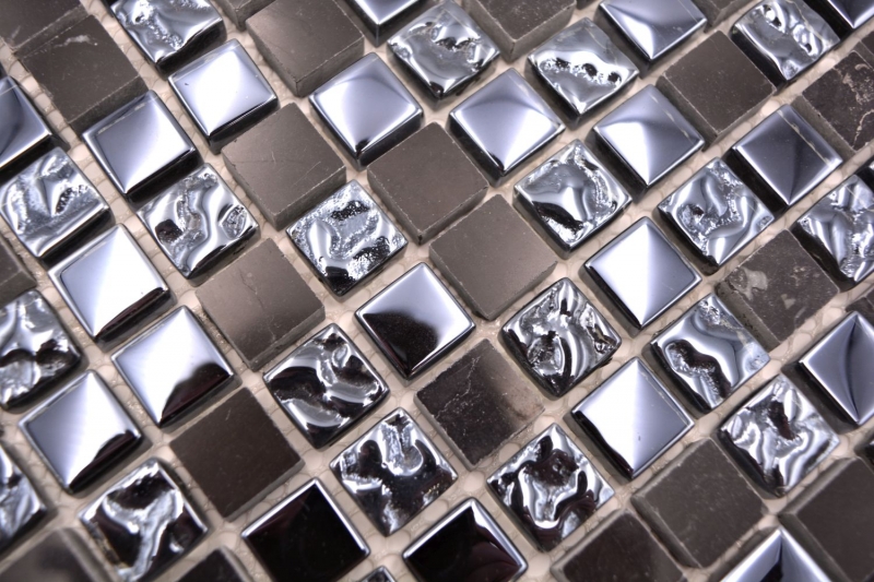Mosaic tile kitchen splashback translucent gray black glass mosaic Crystal stone gray black MOS92-0302_f