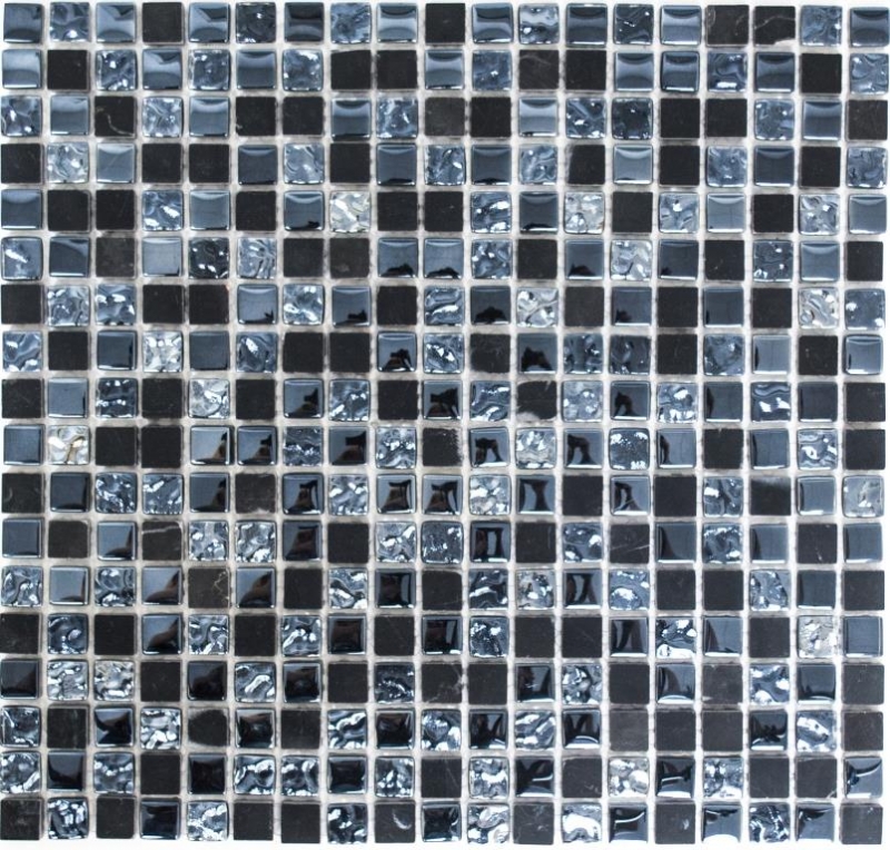 Piastrella di mosaico per cucina Rivestimento traslucido grigio nero Mosaico di vetro Pietra di cristallo grigio nero MOS92-0302_f