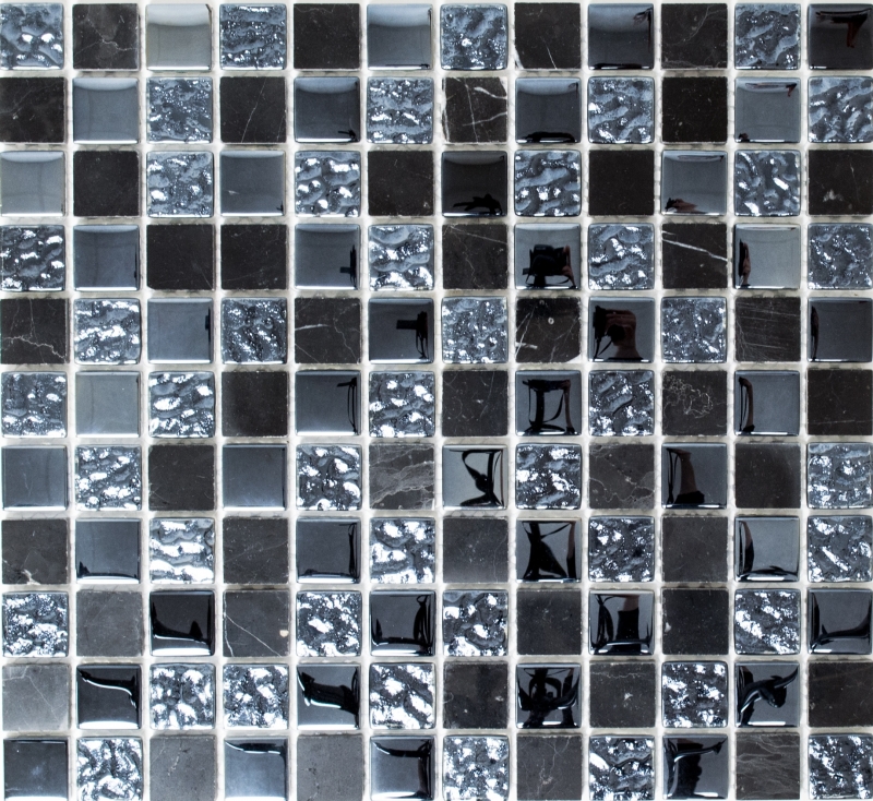 Carreau de mosaïque Translucide gris noir Mosaïque de verre Crystal pierre grise noire MOS82-0208_f