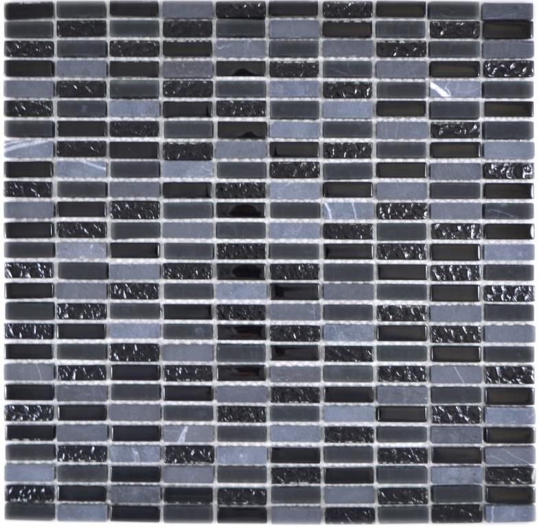 Carreau de mosaïque fond de cuisine gris translucide baguettes mosaïque de verre Crystal pierre gris noir mat MOS87-1403_f