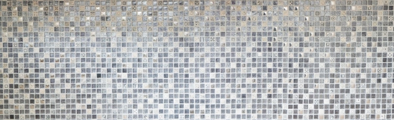 Mosaikfliese Küchenrückwand Transluzent weiß silber schwarz Glasmosaik Crystal Stein weiß silber schwarz Struktur MOS92-Z02EU_f
